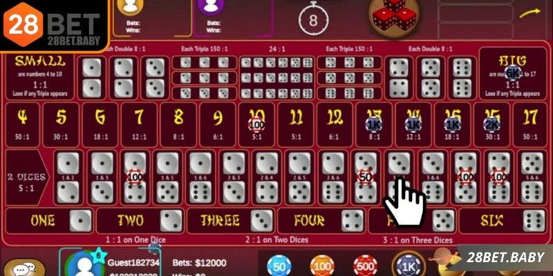 Nhiều lựa chọn cho hội viên đặt trong mỗi lần tung xúc xắc